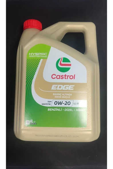 CASTROL Edge 0W-20 LL IV 4 Litre Motor Yağı