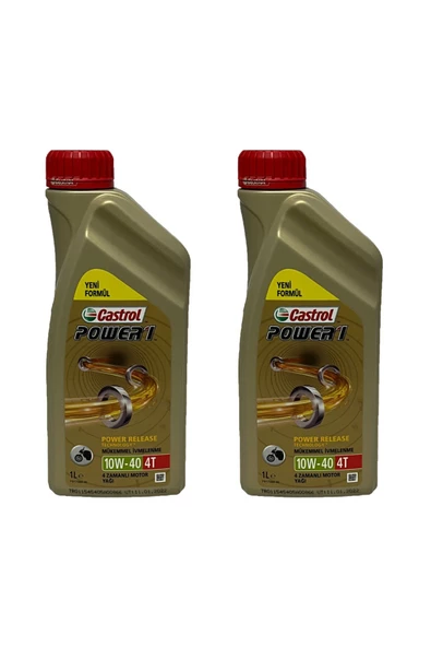 CASTROL Power1 10W-40 4T Motosiklet, 4 Zamanlı Motor Yağı 1 Lt. 2 Adet