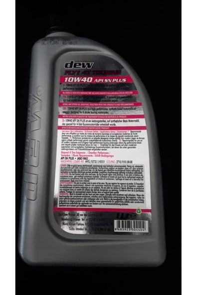 dew FLY 1 TOURING 10W-40 API SN PLUS 1 LİTRE - Resim 4