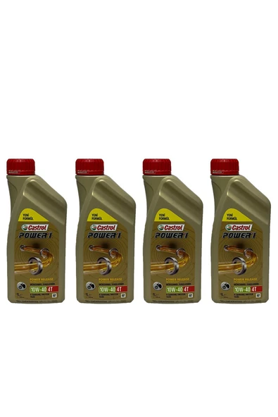 CASTROL Power1 10W-40 4T Motosiklet, 4 Zamanlı Motor Yağı 1 Lt. 4 Adet