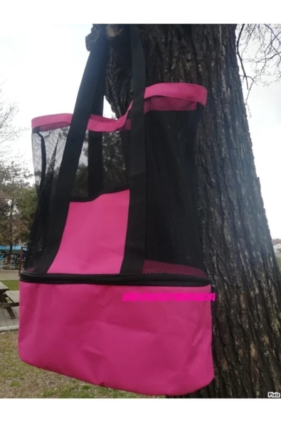 Plaj Çantası Soğuk Sıcak Tutuculu Bölmeli Çanta Pembe