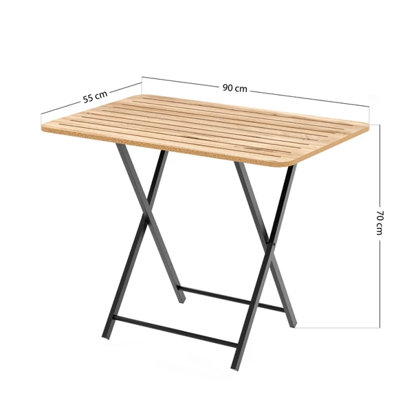 Eportatif Katlanır 4 Kişilik Bahçe Masası Bistro Masa 55x90 Çam 1424 - Resim 3