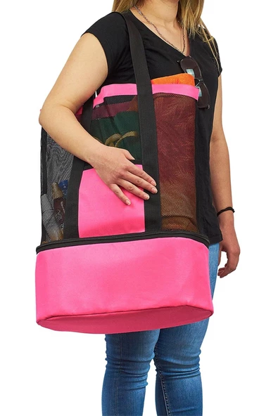 Plaj El Çantası Soğuk Sıcak Tutucu Bölmeli Buzluklu ürün görseli 1