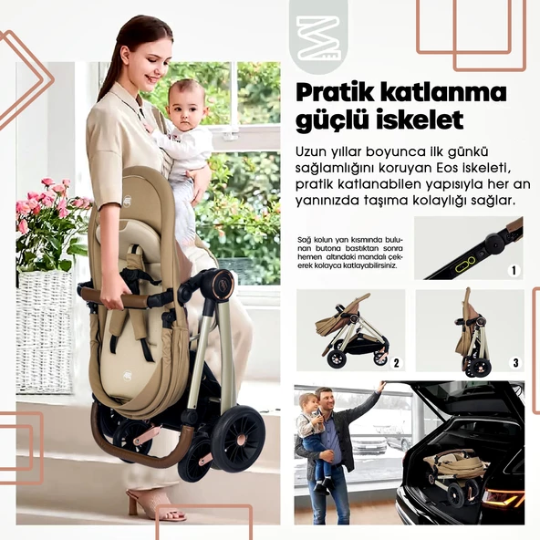 Baby Home Yeni Doğan 7 In 1 Full Set 1012 Travel Sistem Bebek Arabası Ve 330 Sallanır Ana Kucağı - 10