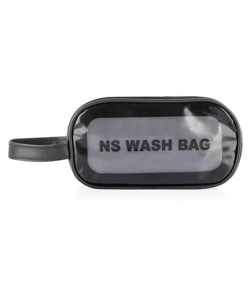 Şeffaf Seyahat Makyaj Organizeri Kozmetik Çantası - Siyah Small - 3