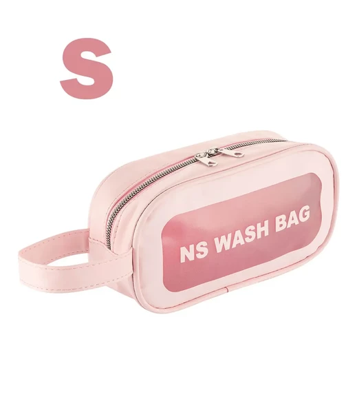 Şeffaf Seyahat Makyaj Organizeri Kozmetik Çantası - Açık Pembe - 2