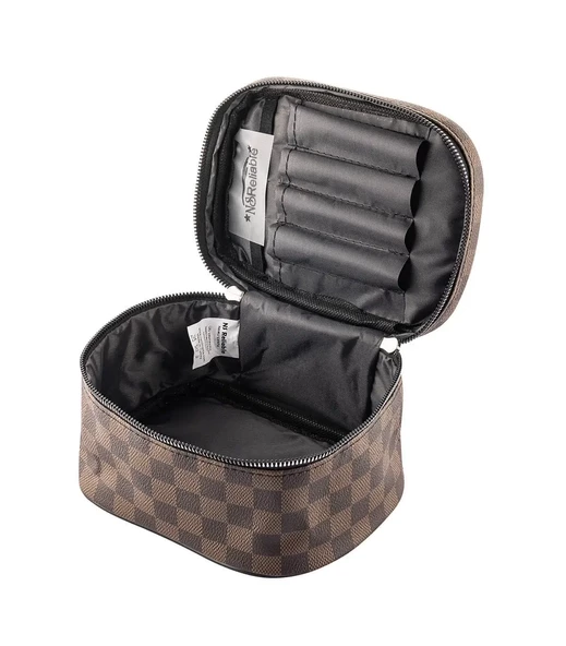 Captain Seyahat Makyaj Organizeri Çok Fonksiyonlu Kozmetik Çantası Suni Deri - 200 Kahverengi Damalı - 4