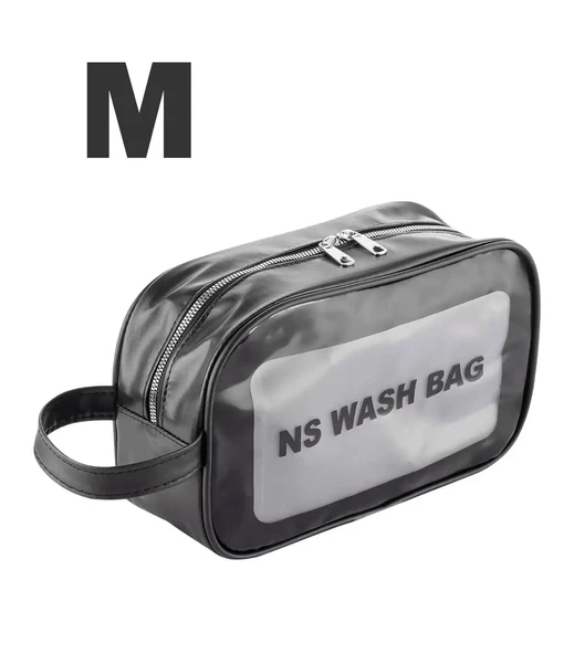 Şeffaf Seyahat Makyaj Organizeri Kozmetik Çantası 3'lü Set - Siyah - 4