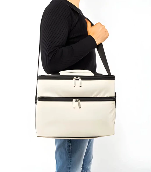 Kamp Piknik Termal Soğutucu Yalıtımlı Buzluk Termos Çanta - 960 Krem - 9