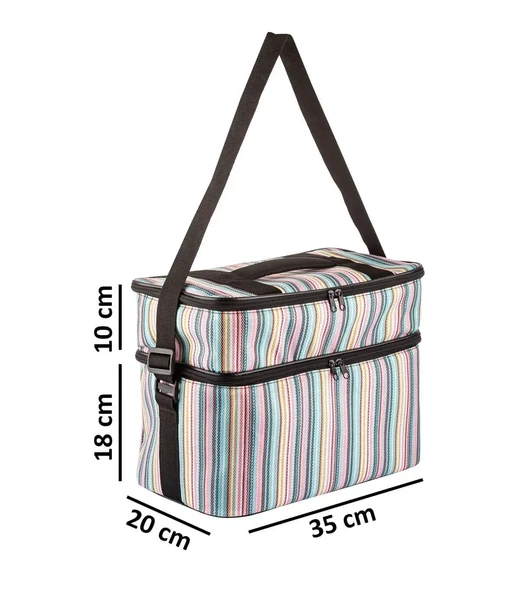 Kamp Piknik Termal Soğutucu Yalıtımlı Buzluk Termos Çanta - 960 Çizgi Desenli - 7