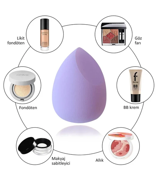 Make Up Blender Makyaj Süngeri Seti 3'lü - Mor - 5