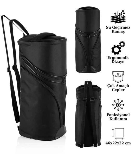 Nargile Taşıma Sırt Çantası Suni Deri - 300 Siyah - 4