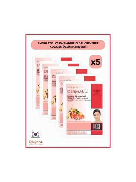 Dermal Aydınlatıcı Ve Canlandırıcı Bal Greyfurt Kolajen Özlü Maske 23 Gr 5 Adet ürün görseli 1