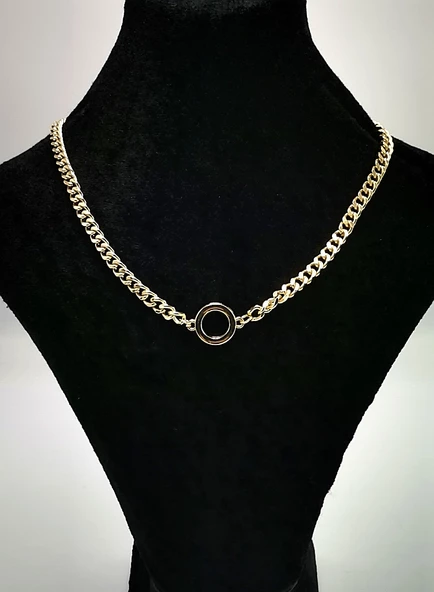 Altın Sarısı Zincir Figürlü Lüks Kararmaz Kolye ürün görseli 1