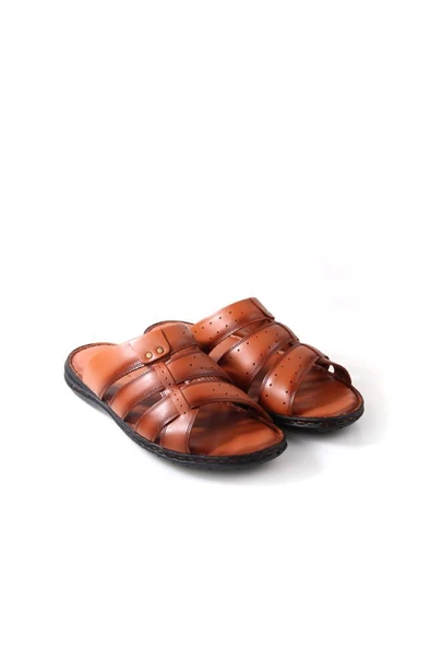 Tardelli 179 Erkek Büyük Numara (45-48) Ortopedik Masaj Tabanlı Hakiki Deri Terlik - 8