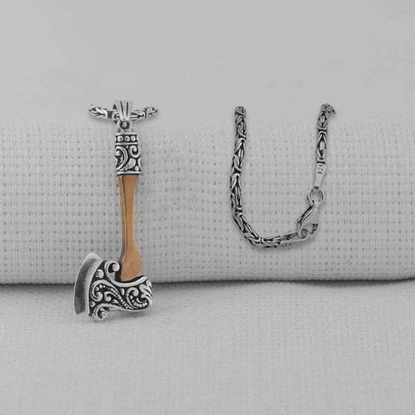 Balta Tasarımlı 925 Ayar Gümüş Kolye - Resim 2