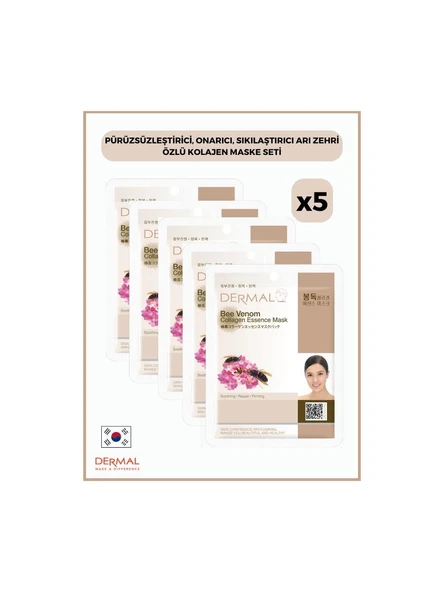 Dermal Pürüzsüzleştirici, Onarıcı, Sıkılaştırıcı Arı Zehri Özlü Kolajen Maske 23 Gr 5 Adet ürün görseli 1