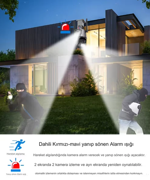 8MP 4K IP Kamera Açık WiFi PTZ Çift Lens Çift Ekran Otomatik İzleme Su Geçirmez Güvenlik Kamera - 6