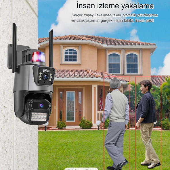 8MP 4K IP Kamera Açık WiFi PTZ Çift Lens Çift Ekran Otomatik İzleme Su Geçirmez Güvenlik Kamera - 3