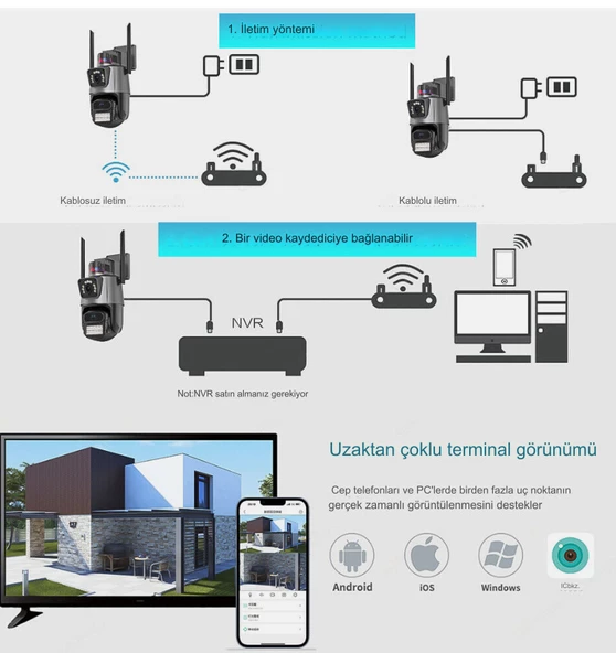 8MP 4K IP Kamera Açık WiFi PTZ Çift Lens Çift Ekran Otomatik İzleme Su Geçirmez Güvenlik Kamera - 4