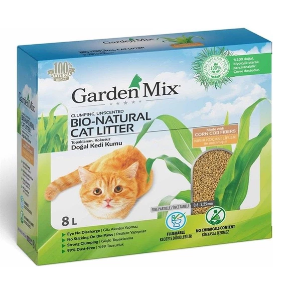 Garden mix Topaklanan Mısır Lifli Kedi Kumu 8l