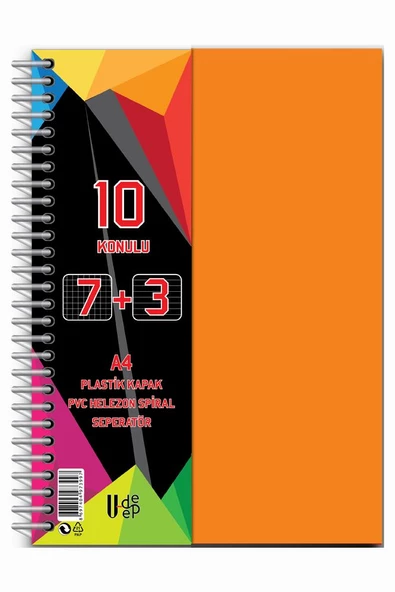 7+3+1 Ayraçlı Defter 11 Konulu 225 Yaprak 1 Adet 7 Kareli 3 Çizgili 1 Çizgisiz Spralli Plastik Kapak Seperatörlü - 8