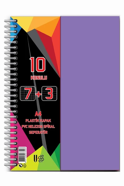 7+3+1 Ayraçlı Defter 11 Konulu 225 Yaprak 1 Adet 7 Kareli 3 Çizgili 1 Çizgisiz Spralli Plastik Kapak Seperatörlü - 5