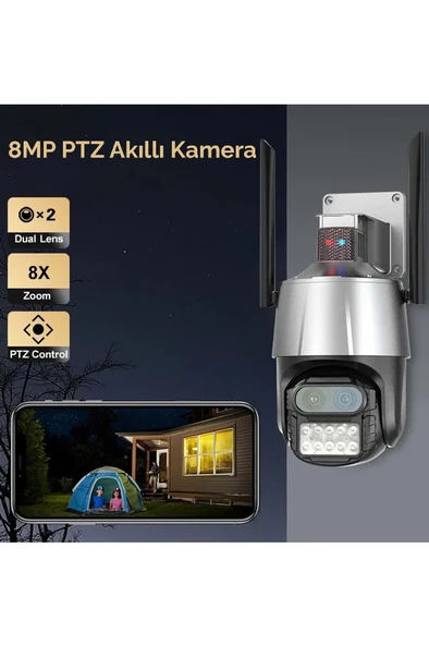 qasul 8mp Hd Ip Kamera 2 Lens Güvenlik Koruması Wifi Gözetim Kameraları 8x Zoom Ptz Kablosuz - 6