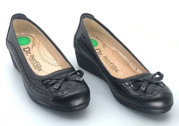 Berfilla Dr.Tavsiyeli İçi %100 Deri Anne Kadın Babet Ayakkabı - Resim 2