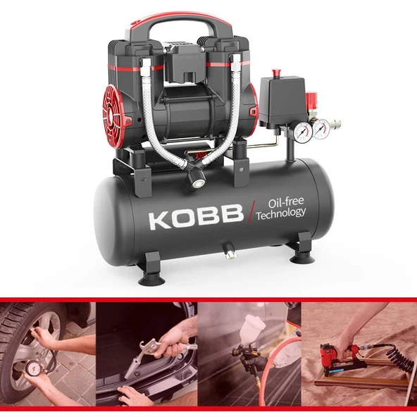 KOBB KBK8S 1.2HP 8Lt 8Bar Yağsız Sessiz Taşınabilir Hava Kompresörü - 5