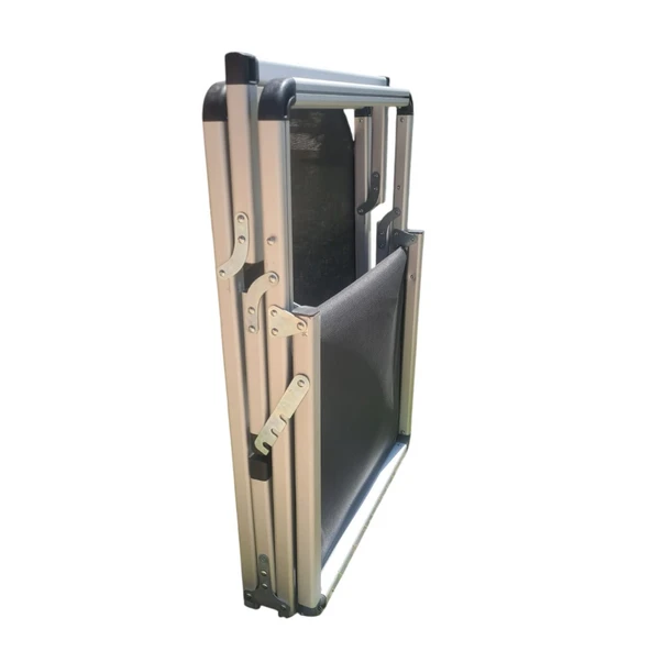 GRİ LÜKS KATLANIR ALÜMİNYUM ŞEZLONG 180x60x30 - 5
