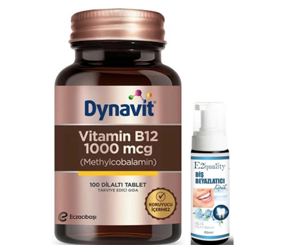 Eczacıbaşı Dynavit Vitamin B12 1000 mcg Takviye Edici Gıda 100 Tablet - Diş Beyazlatıcı Köpük Hediye