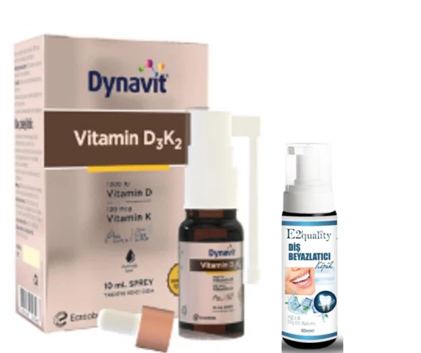 Eczacıbaşı Dynavit Vitamin D3K2 Takviye Edici Gıda Sprey 10 ml - Diş Beyazlatıcı Köpük Hediye