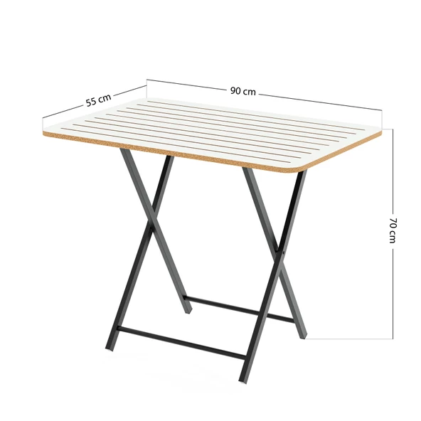 Eportatif Katlanır 4 Kişilik Bahçe Masası Bistro Masa 55x90 Beyaz 1425 - Resim 3