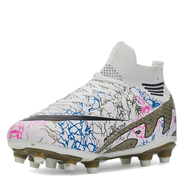 La Liga Erkek 565 Bilekli Çoraplı Krampon Beyaz Altın Futbol Ayakkabısı - Resim 3