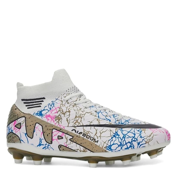 La Liga Erkek 565 Bilekli Çoraplı Krampon Beyaz Altın Futbol Ayakkabısı - Resim 4