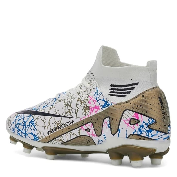 La Liga Erkek 565 Bilekli Çoraplı Krampon Beyaz Altın Futbol Ayakkabısı - Resim 6