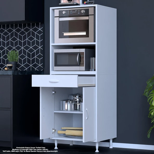 MODİLAYN BİRCE LİNA L-65 x 162,48 cm Çekmeceli Kapaklı Ankastre Fırın Ve Mutfak Dolabı - 4