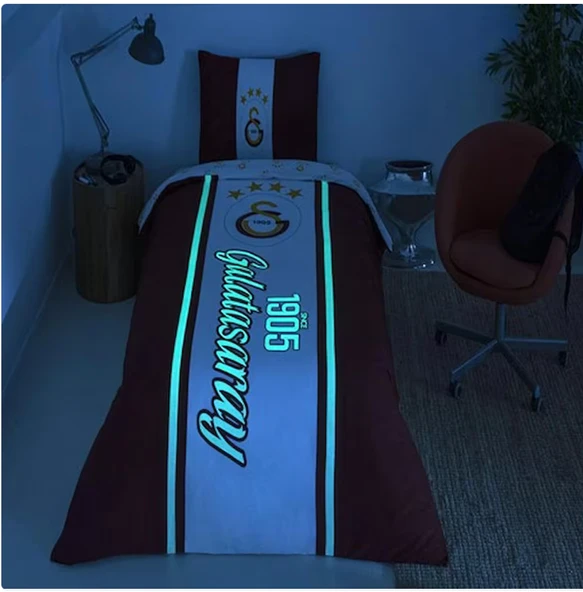 Taç Galatasaray 1905 Glow Tek Kişilik 120X200 Lastikli Çarşaflı Nevresim Takımı - 2