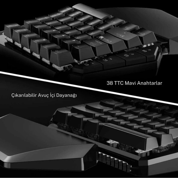 Gamesir VX PS4 - Xbox One - Switch - Switch Lite - PC Uyumlu Siyah Klavye ve Mouse Seti - 5