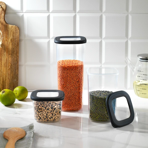 Schafer Hold 3 lü Saklama Kabı-Gri