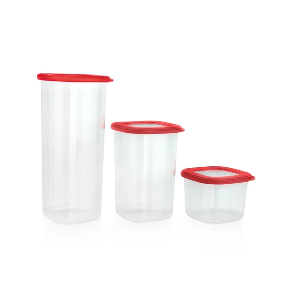 Schafer Hold 3 lü Saklama Kabı-Kırmızı - 2