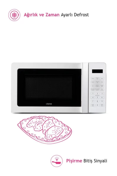 Altus ALMD 25 20 lt Beyaz Mikrodalga Fırın - 6