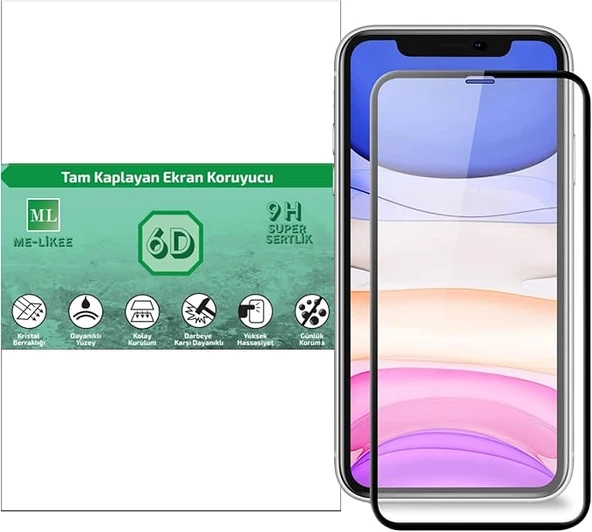 ml me-likee Apple iPhone XR - Apple iPhone 11 için Ekran Koruyucu Tam Kaplayan Kırılmaz Cam Full CO