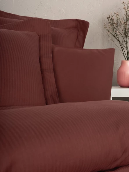 Cotton Box Tensel Craft Çift Kişilik Nevresim Takımı Bordo - Resim 3