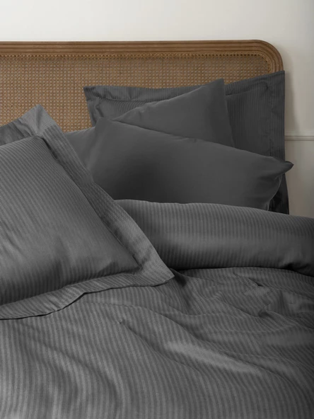 Cotton Box Tensel Craft Çift Kişilik Nevresim Takımı Antrasit - Resim 2