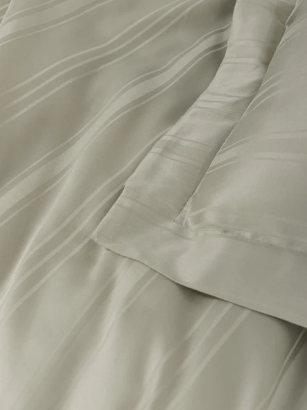 Cotton Box Smart Bambu Saten Çift Kişilik Nevresim Takımı Stripe Bej - Resim 3