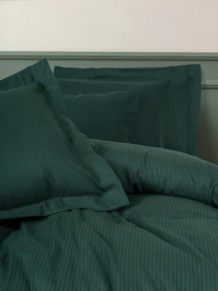 Cotton Box Tensel Craft Çift Kişilik Nevresim Takımı Petrol - Resim 2