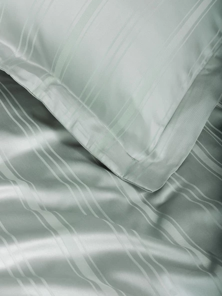 Cotton Box Smart Bambu Saten Çift Kişilik Nevresim Takımı Stripe Mint - Resim 4