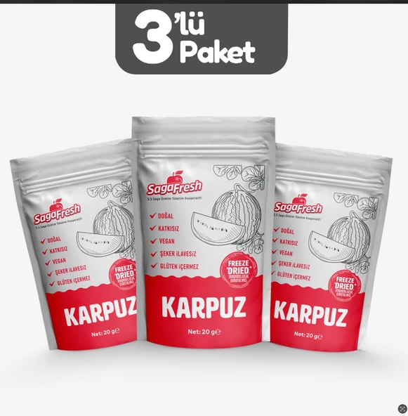 3'lü Dondurularak Kurutulmuş Karpuz Dilimleri (3X20G)